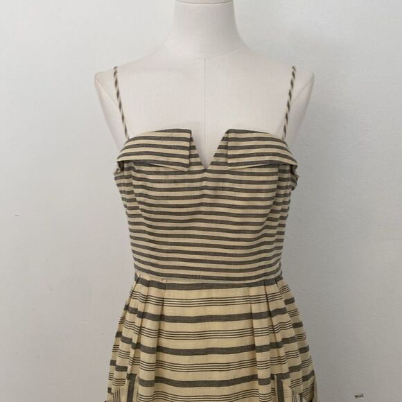 Anthropologie Maeve Changing Stripes Cream and Gray Mini Dress Dress Size 6 - Picture 3 of 15